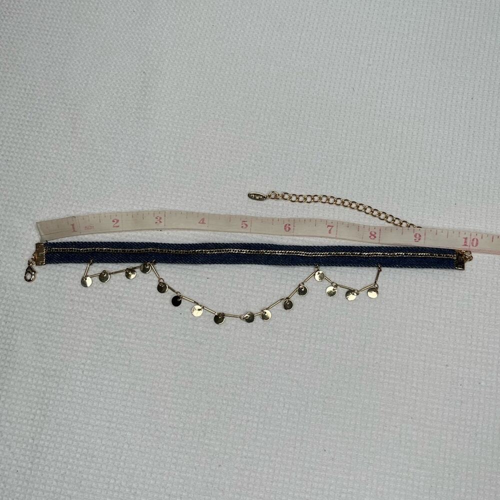 Ettika Denim & Gold Disc Chain Choker Necklace - Picture 4 of 4